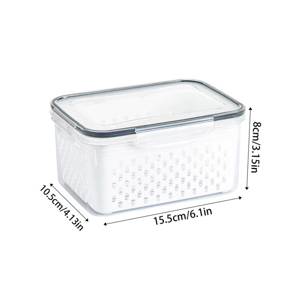 Fruit and Vegetable Storage Container for Fridge – Produce Saver with Lid and Colander, Plastic Fresh Keeper for Refrigerator Organization, Crisper Drawer Alternative S