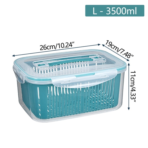 Fruit Vegetable Storage Container with Lid, Drainable Washable Fridge Keeper Box for Berries Fresh Produce Washing Dehydration and Kitchen Refrigerator Organization