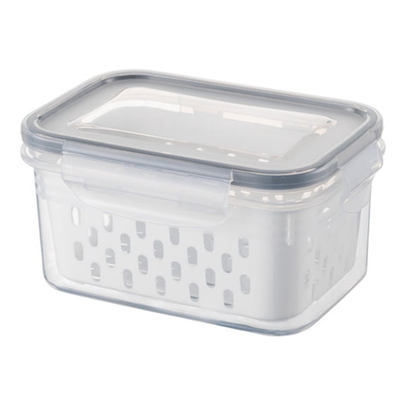 Fruit Vegetable Storage Containers, 3 in 1 Produce Storage Bins with Lid & Colander for Fridge, Draining Fresh Containers Large Organizer Bins for Salad Meat Storage, BPA-Free (850ml)