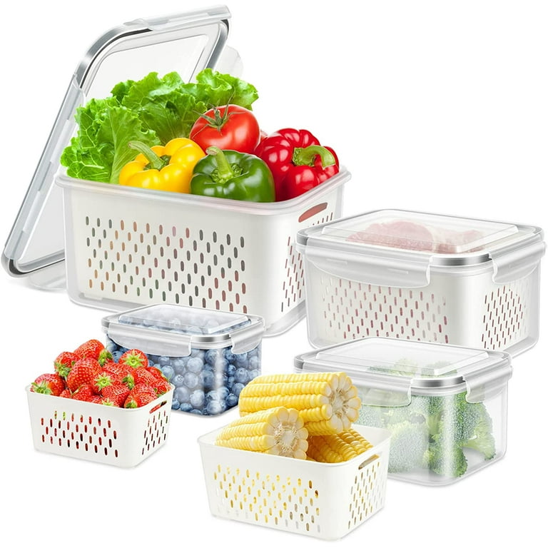TBMax Fruit Storage Containers for Fridge - 3 Pack Large Produce Saver  Containers Fridge Organizers with Airtight Lid & Colander, Vegetable  Storage