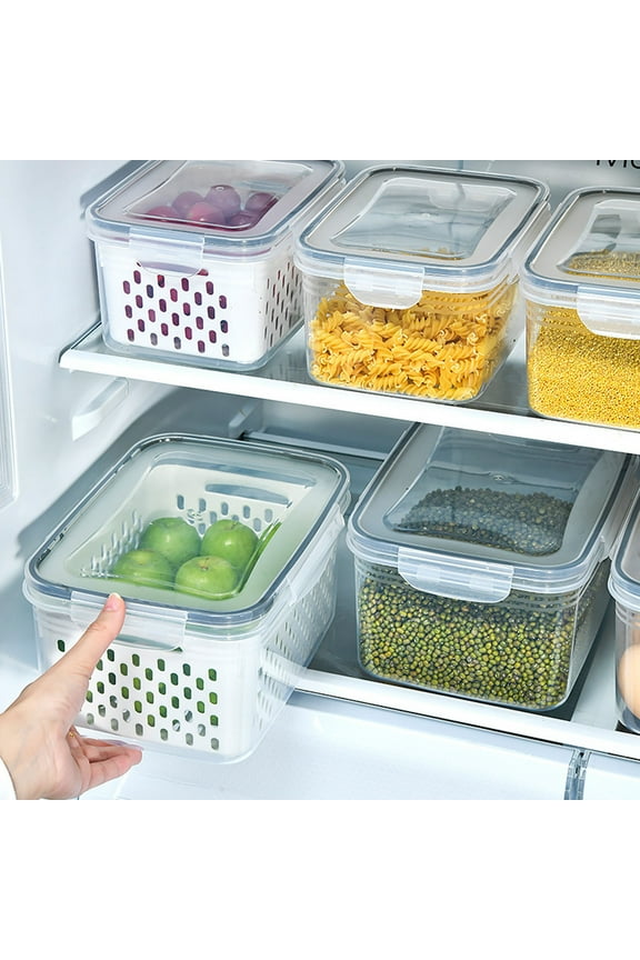 Fruit Vegetable Storage Containers For Fridge Draining Fresh Containers 3 In 1 Produce Storage Containers Large Organizer Bins With Lid Colander, Usupdd 2025 Fruit Vegetable Storage Containers For