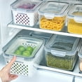 thumbnail image 1 of Fruit Vegetable Storage Containers for Fridge, Gaqring 3-in-1 Draining Fresh Produce Containers with Lid, Large Organizer Bins Colander for Kitchen Refrigerator Freezer Pantry, 1 of 7