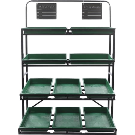 Fruit and Vegetable Storage Rack, 4-Tier Supermarket Retail Display Stand, Free-Standing Fruit Basket Stand, Market Shelf, Snack Rack with 10 Removable Baskets for Kitchen, Shop, Store