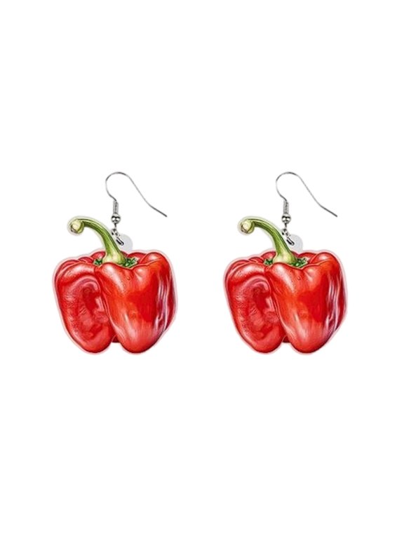 Fruit and Vegetable Themed Dangle Earrings, Lightweight Acrylic Drop Earrings, Quirky Food Jewelry, Statement Piece for Everyday Wear, Door Knocker Style