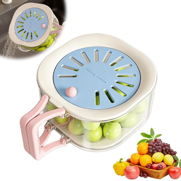 Fruit Vegetable Washing Bowl with Strainer, Berry Lettuce Keeper for Fridge Refrigerator Organization, Lettuce Keeper for Fridge Refrigerator Strainers and Colander for Kitchen - Blue