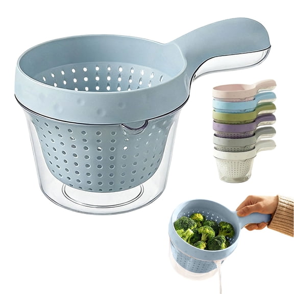 Fruit Vegetable Washing Bowl with Strainer, Berry Lettuce Keeper for Fridge Refrigerator Organization, Portable Colander for Kitchen Fridge Fruit Strainer Container Fruit Rinser Strainer Container