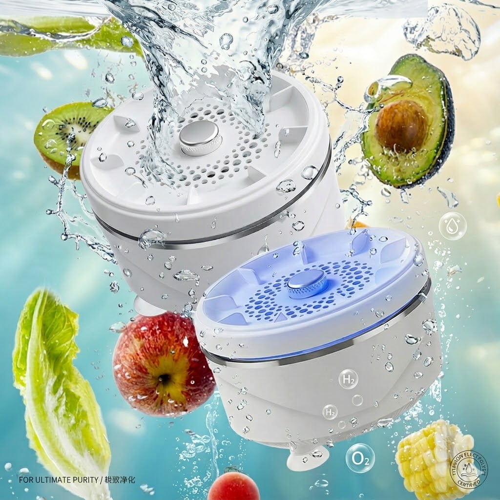 Fruit and Vegetable Washing Machine, 2026 Upgraded Fruit Cleaner Device Waterproof Fruit and Vegetable Purifier Clean Produce with Titanium Electrolysis Purification for Home Kitchen