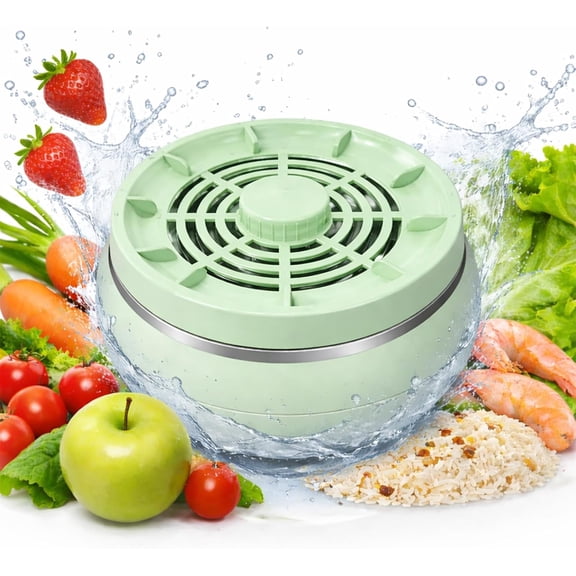Fruit and Vegetable Washing Machine - 2026 Upgraded Wireless Fruit Cleaner Device Waterproof, Fruit and Vegetable Purifier, 3-Minute Deep Clean for Cleaning Veggie Grains Rice Meat Seafood (Green*1)