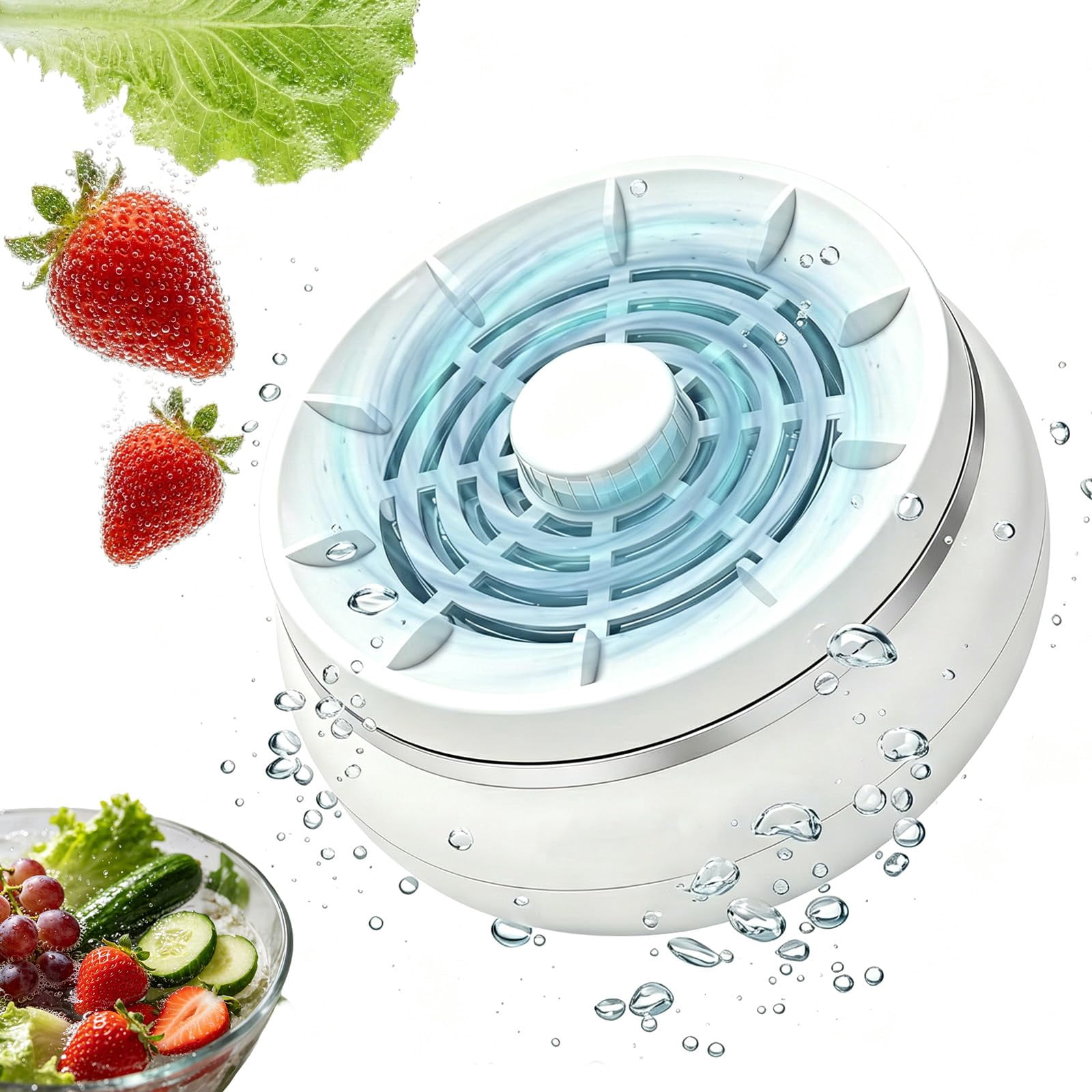 Fruit and Vegetable Washing Machine, Portable Produce Cleaner Device for Kitchen Sink, Water Electrolysis Tech for Veggies Meat Seafood Grains, IPX7 Waterproof Deep Wash