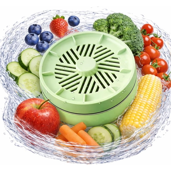 Fruit and Vegetable Washing Machine, Portable Wireless Fruit Cleaner Device, IPX7 Waterproof Purification Technology, 3-Minute Deep Clean for Cleaning Veggie Grains Rice Meat Seafood (Green)
