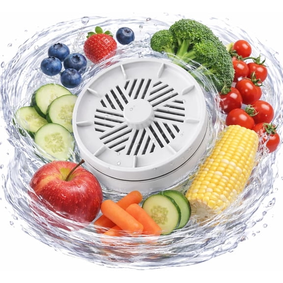 Fruit and Vegetable Washing Machine, Portable Wireless Fruit Cleaner Device, IPX7 Waterproof Purification Technology, 3-Minute Deep Clean for Cleaning Veggie Grains Rice Meat Seafood (White)