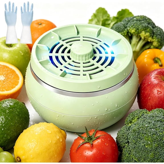 Fruit and Vegetable Washing Machine, Vegetable Cleaner Machine, Portable Food Purifier, IPX7 Waterproof, for Fruits, Rice, Grains, Meat, Seafood (Green)
