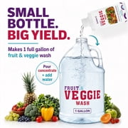 Fruit and Veggie Wash Concentrate - 2 fl. oz.   Makes 1 Full Gallon when Diluted   Tasteless and Odorless -   Cleans Wax, Dirt, and Contaminants   Dubble O Brand