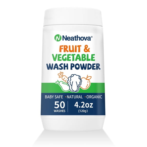 Fruit & Veggie Wash Powder, Natural Organic Produce Cleaner for Pesticides & Wax Removal, Gentle Enough for Baby Food, Fruit vegetable wash,Single Ingredient, 50 Washes, 4.2oz (120g)