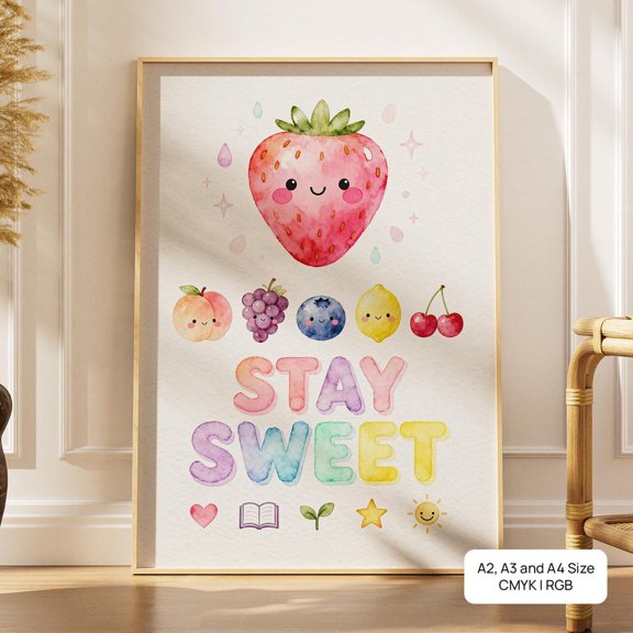 Fruit Wall Art, Unframed Paper Poster 8x10in