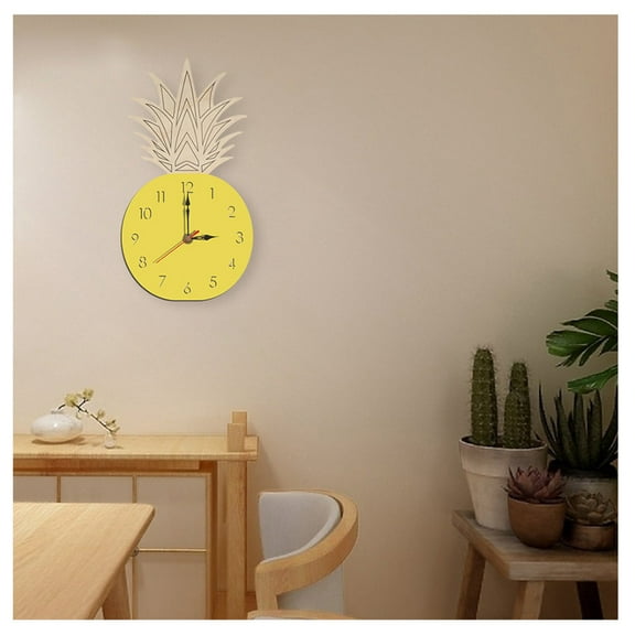 Fruit Wall Clock Silent Wooden Clock For Home Living Room Yellow
