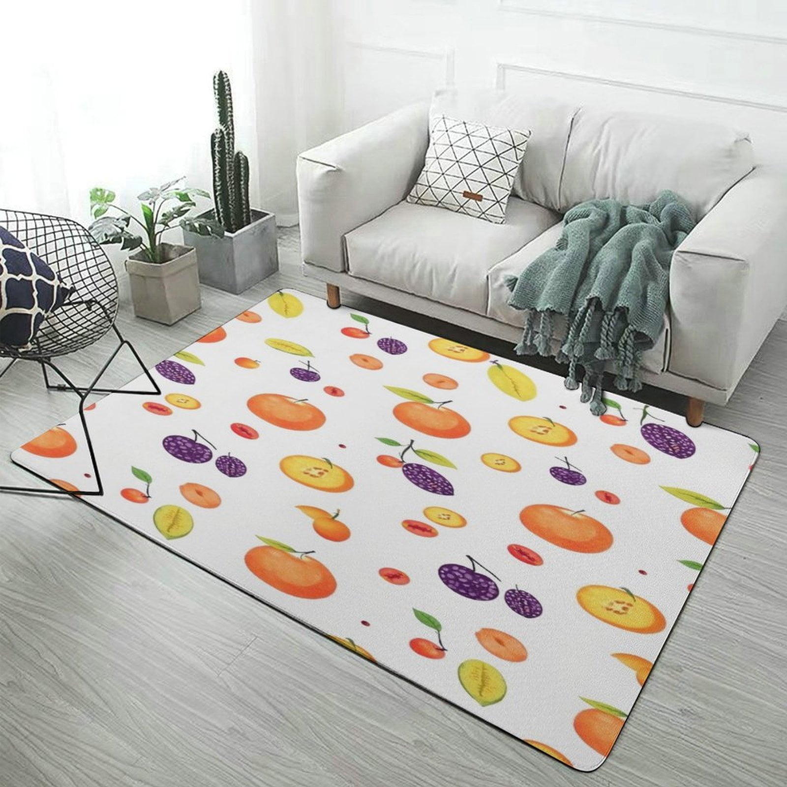 Fruit Watercolor Pattern Carpet Large Size Living Room American Style ...