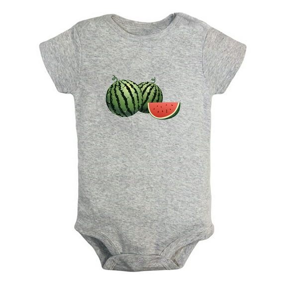Fruit Watermelon Image Print Rompers For Babies, Newborn Baby Unisex Bodysuits, Infant Jumpsuits, Toddler 0-24 Months Kids One-Piece Oufits (Gray, 0-6 Months)