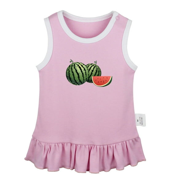 Fruit Watermelon Pattern Dresses For Baby, Newborn Babies Skirts, Infant Princess Dress, 0-24M Kids Graphic Clothes (Pink Sleeveless Dresses, 0-6 Months)