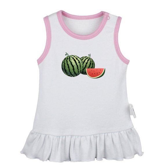Fruit Watermelon Pattern Dresses For Baby, Newborn Babies Skirts, Infant Princess Dress, 0-24M Kids Graphic Clothes (White Sleeveless Dresses, 6-12 Months)