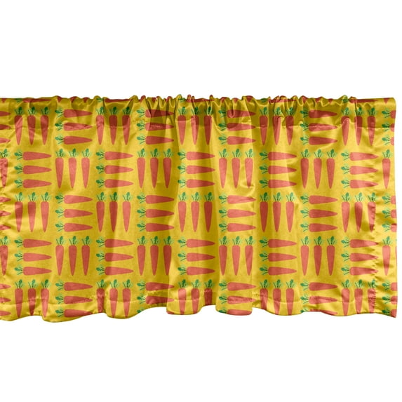 Ambesonne Fruit Window Valance, Carrots in Design Cartoon, 42" x 18", Coral and Earth Yellow