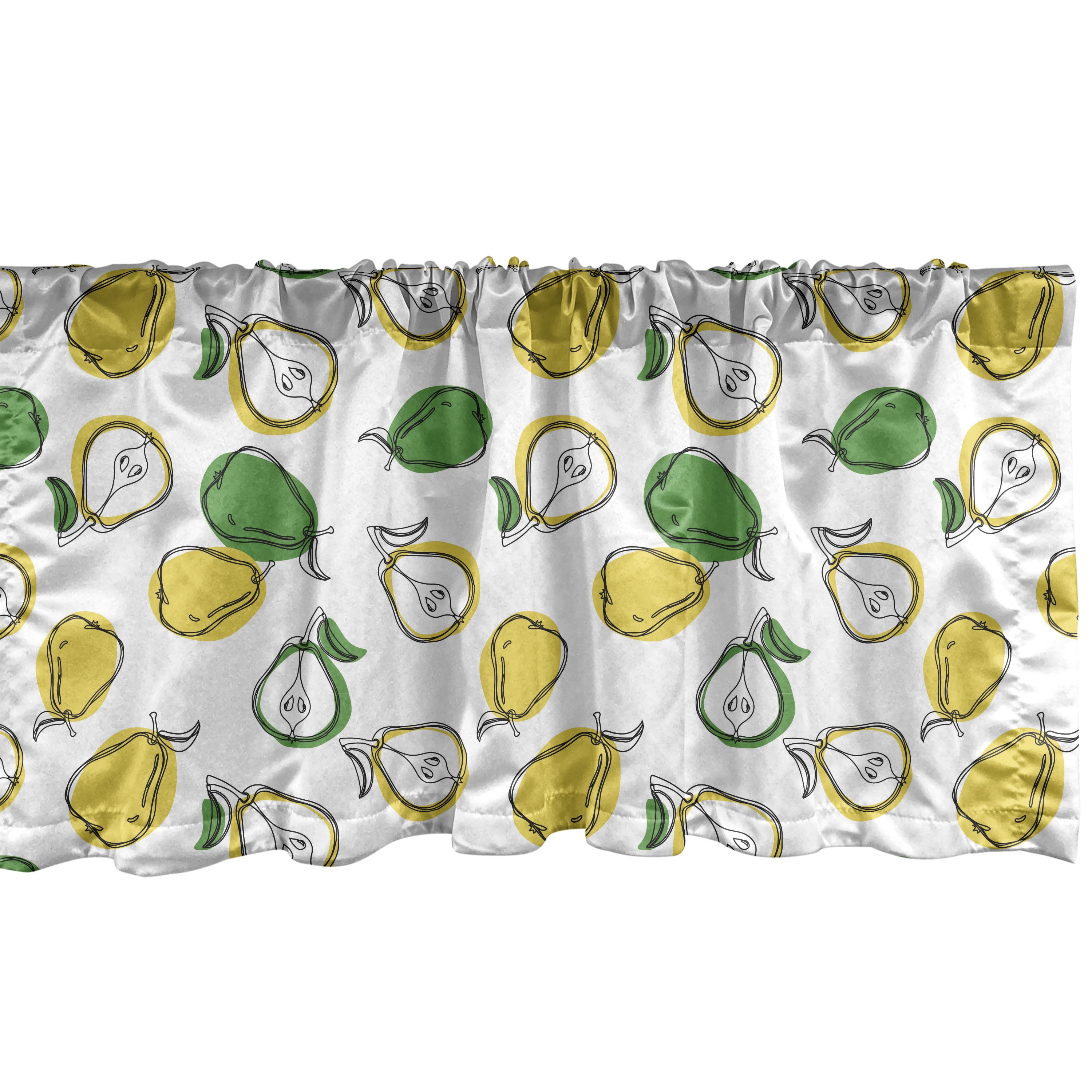 Fruit Window Valance Pack of 2, Fresh Pear Slices Leaves Juicy Organic