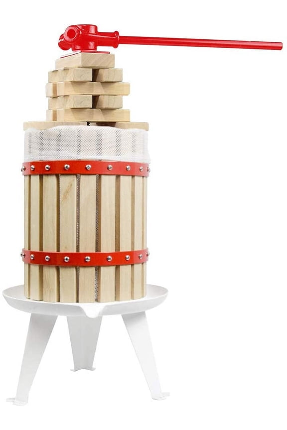Fruit Wine Apple Cider Press -4.75Gallon with 8 Blocks -Solid Wood Basket-Nature Healthy-Heavy Duty (LFGB Certified)
