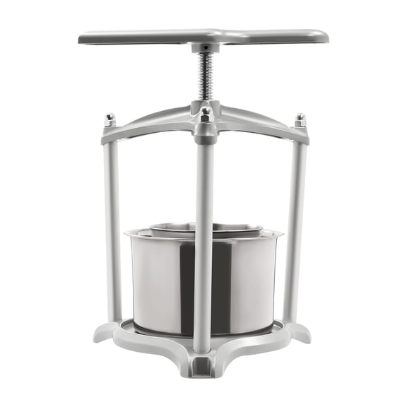 Fruit Wine Press, 0.8Gal Wine Press, 3L Fruit Cider Grinder Dual Stainless Steel Barrels, Manual Press Machine with Triangular Structure & T-Handle, for Cider Tincture Cheese Herb Vegetables