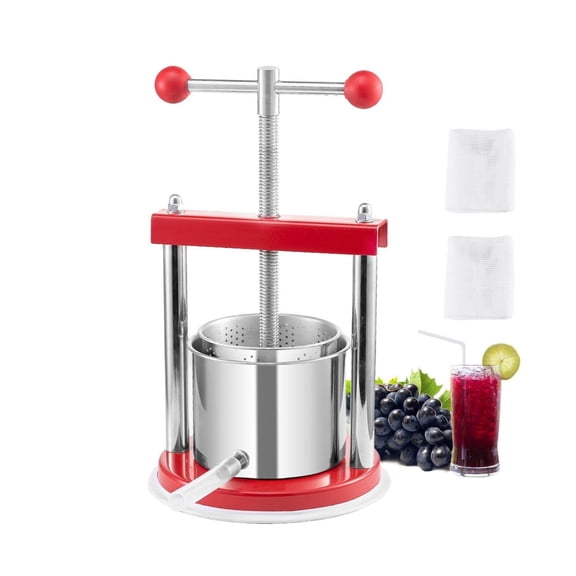 Fruit Wine Press 1.65L, Stainless Steel Cider Press, Manual Juice Maker for Grape, Olive Oil, Tincture, Home Brewing & Kitchen - Durable & Easy to Use