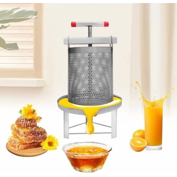 Fruit Wine Press, 2.6 Gallon Stainless Steel Fruit Honey Presser, Apple Cider Press Juice Crusher Cider Press for Juice Wine Beeswax Making$$Home Decor, Kitchen, & Other
