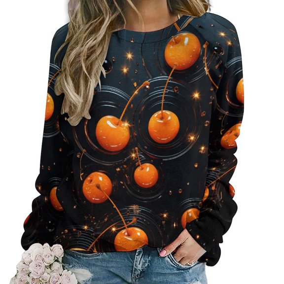 Fruit Womens Casual Crewneck Sweatshirt Long Sleeve Tops Cute Pullover Loose Fit