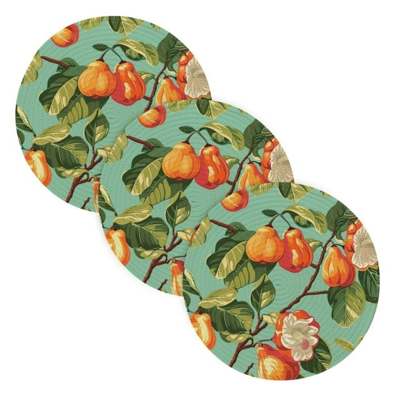 Fruit and Leaves Trivet Mats Woven Pot Holders 3Pcs Non-Slip Heat Resistant for Hot Pots Pans Pats