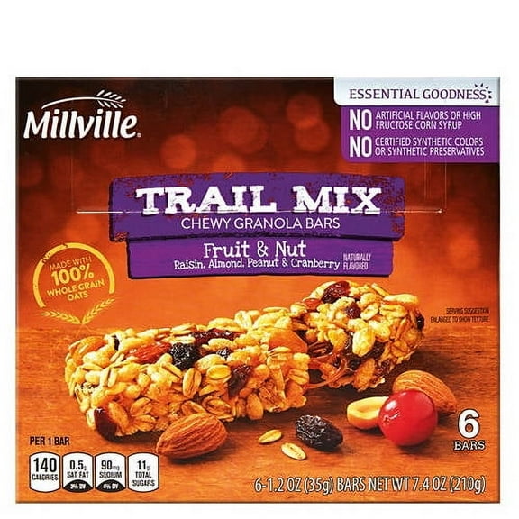 Fruit and Nut Trail Mix Chewy Granola Bars, 6 count- Pack of 5