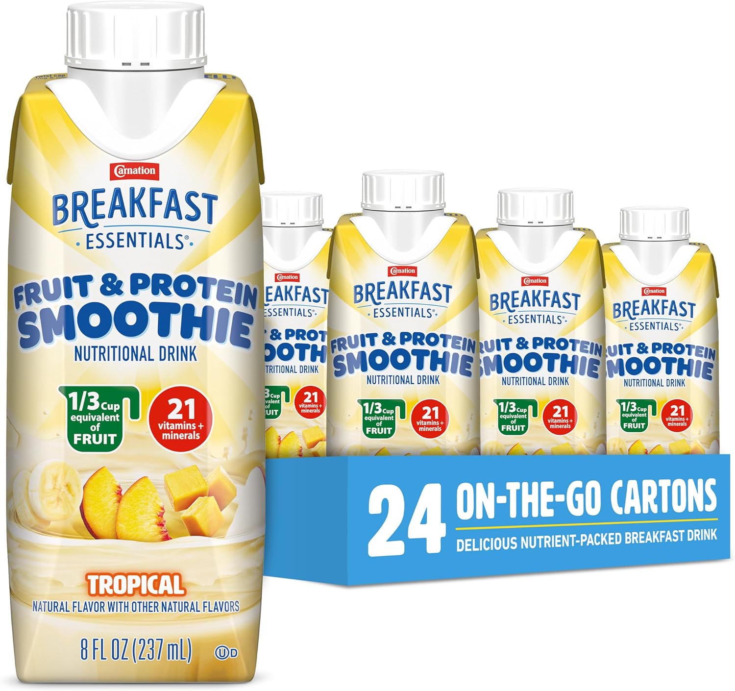 Fruit and Protein Smoothie Nutritional Drink, Strawberry Banana, 24 8