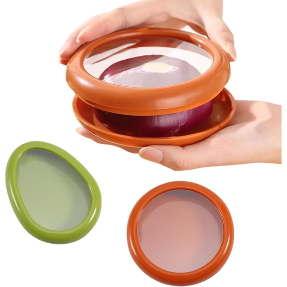 Fruit and Vegetable Storage Containers for Fridge Avocado Saver Reusable Onion Container Holder Keeper Fresh Stretch Pod 2Pcs