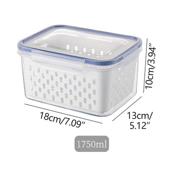 Fruit and Vegetable Storage Containers for Fridge with Drain Basket and Airtight Lid, Produce Organizer Bin for Fresh Food Storage
