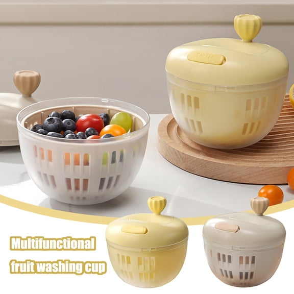 Fruit and Vegetable Washer Spinner,Manual Salad Dehydrator and Produce Rinsing Bowl,Kitchen Prep tool for Fresh Greens,Coffee