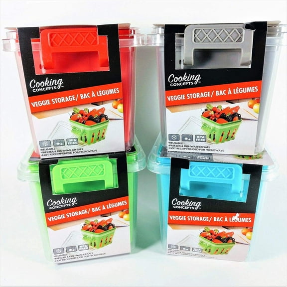 Fruit and Veggie Vegetable Basket Food Storage Container BPA Free 2 Pack Silver Grey Gray