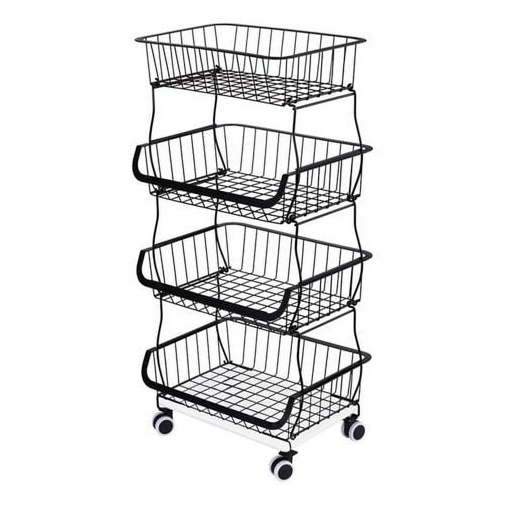Fruit basket for Kitchen Storage 4 Tier Vegetable Organizer Stackable Metal Wire baskets with