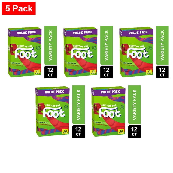 Fruit by the Foot Gluten Free Fruit Flavored Snacks Variety Pack 12 ct / 0.75 oz - 5 Pack