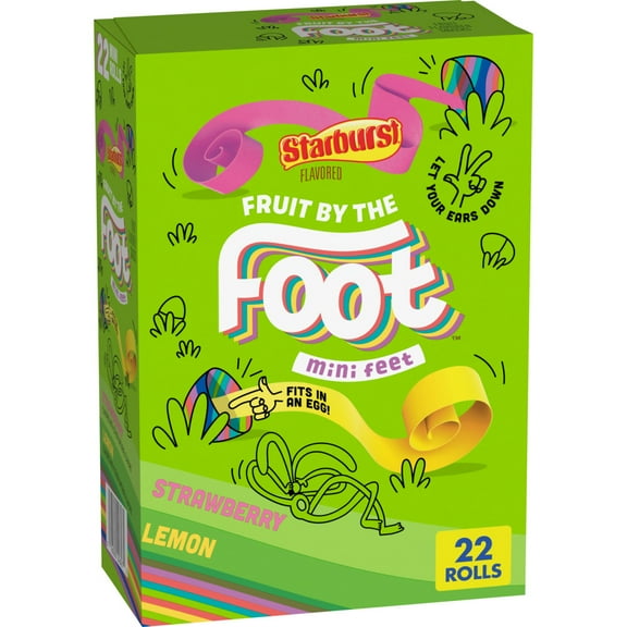 Fruit by the Foot Mini Feet, Starburst Fruit Flavored Snacks, Easter Edition Box, 22 Rolls
