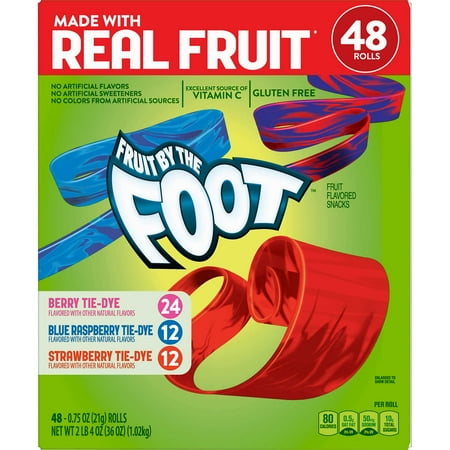 Fruit by the Foot Snacks, Berry Tie-Dye and Strawberry Variety Pack 48 Ct.