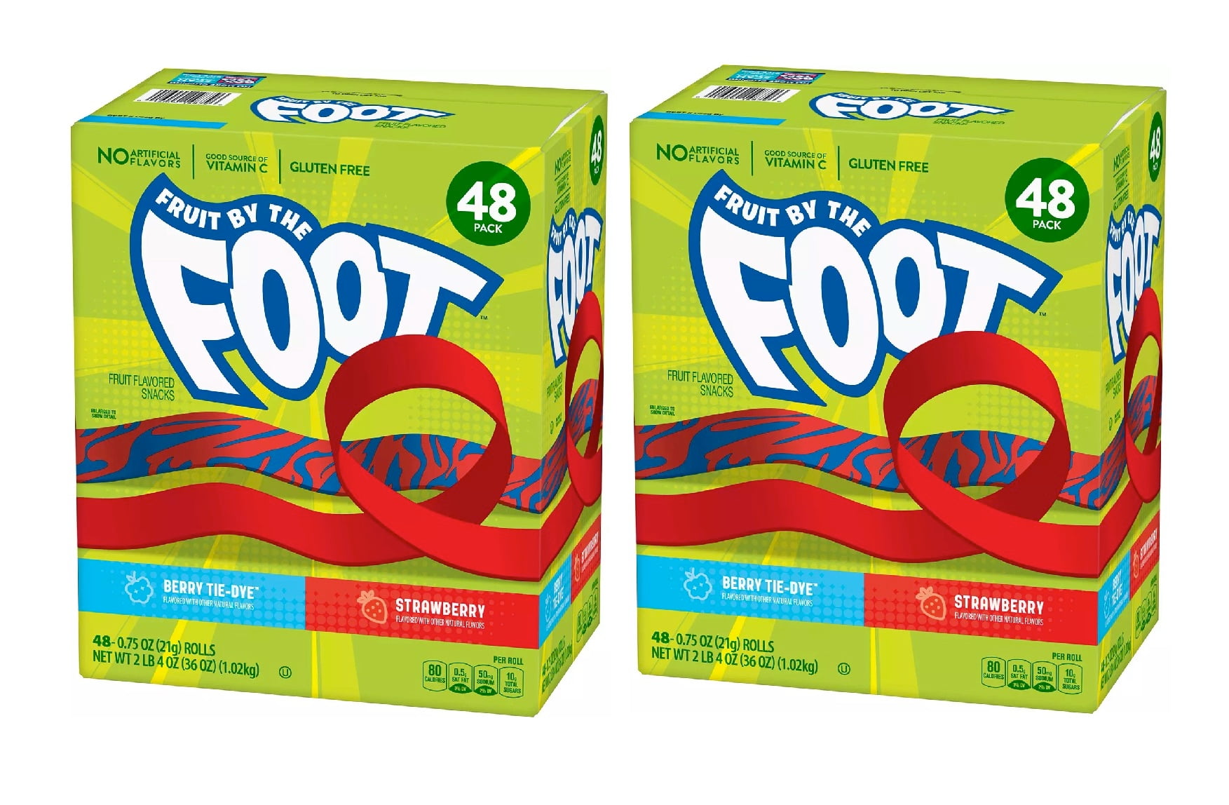 Fruit by the Foot Snacks, Berry Tie-Dye and Strawberry Variety Pack (48 ct.) 2PK