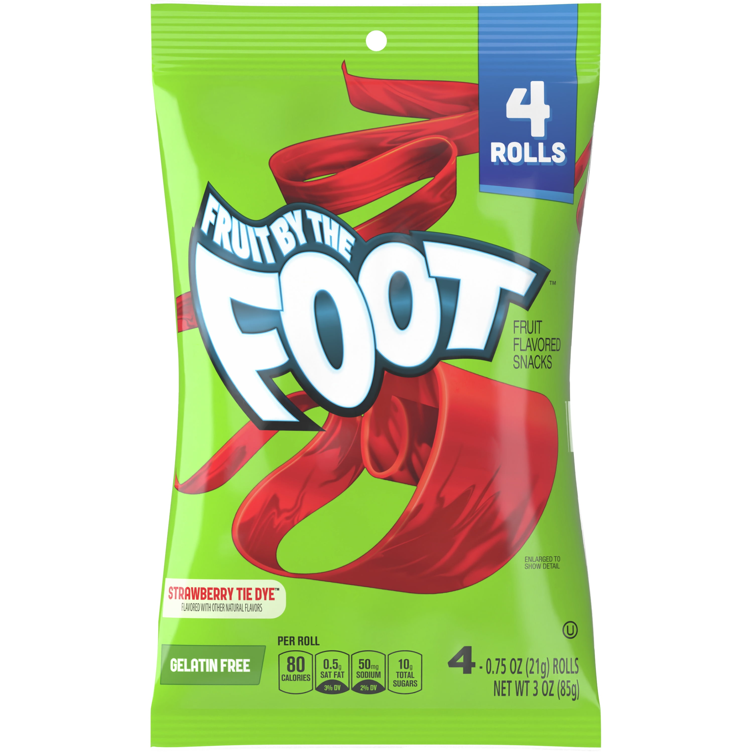Fruit by the Foot Strawberry Tie Dye Fruit Flavored Snacks 4 Count