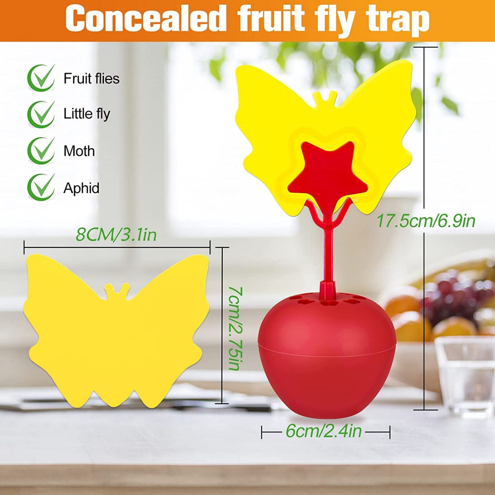 Fruit fly trap(4 count), butterfly sticker, flying insect adhesive trap ...