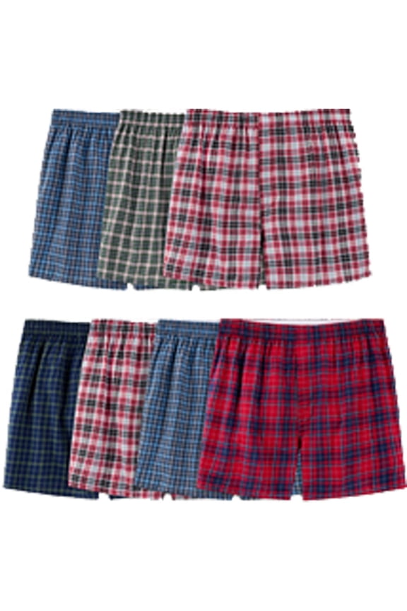 7 Pack Woven Tartan Boxers Assorted Plaid