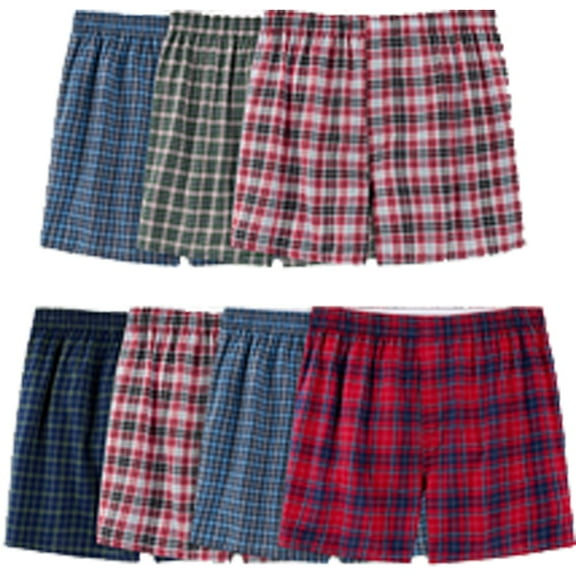 Fruit of The Loom 7 Pack Woven Tartan Boxers Assorted Plaid