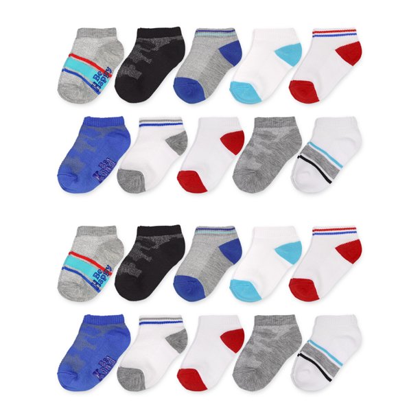 Fruit of The Loom Baby and Toddler Boys Low Cut Socks, 20Pack, Sizes