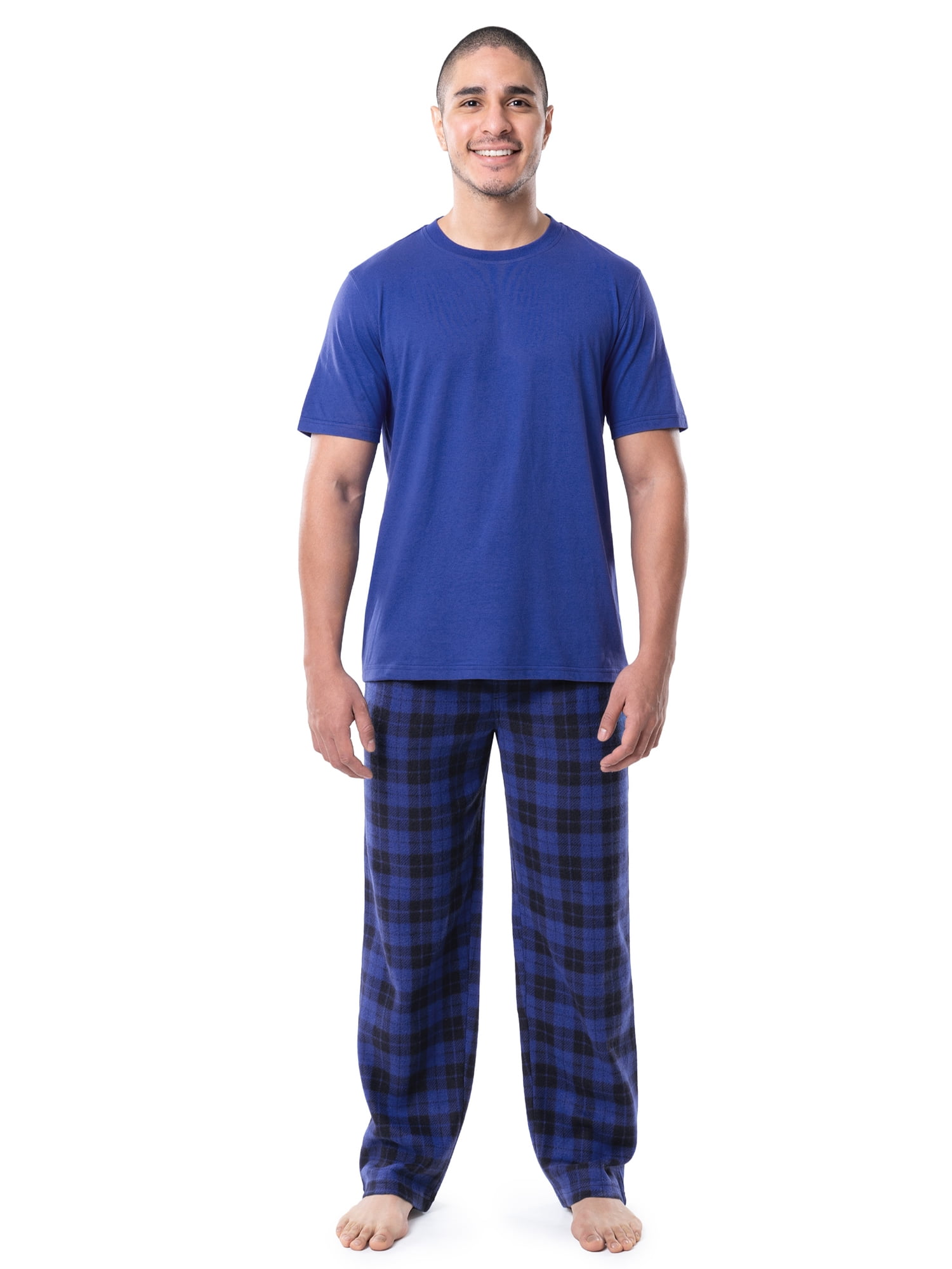 Fruit of the Loom Men's Crewneck Tee and Fleece Pajama Pants Set, 2-Piece, Sizes S-5XL