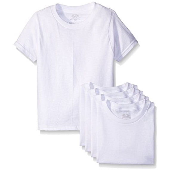 Fruit of The Loom Boys' Cotton White T Shirt (Large/101-125" lbs, White Ice (5 Pack))